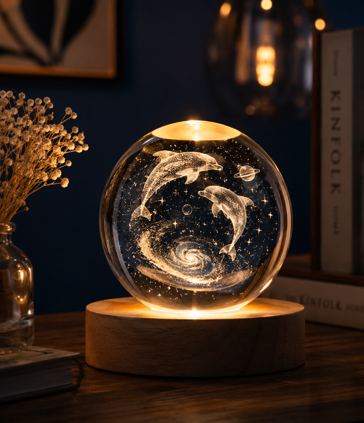 3D Crystal Ball Dolphin Night Lamp
