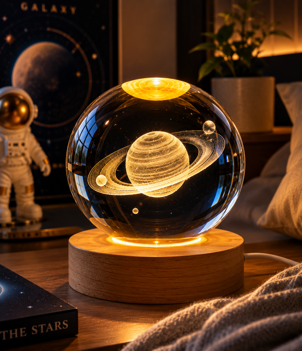 3D Saturn Crystal Ball Lamp
