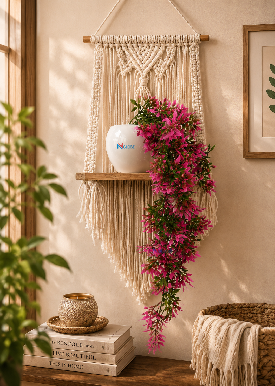 Boho Macrame Wall Hanging Shelf