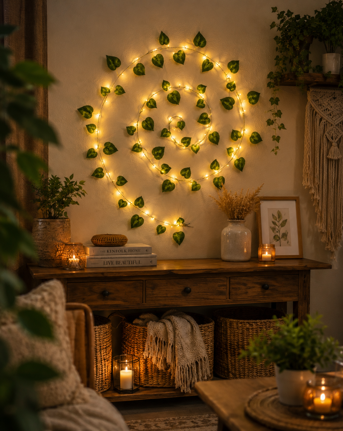 Leaf Vine Fairy Lights Wall Decor