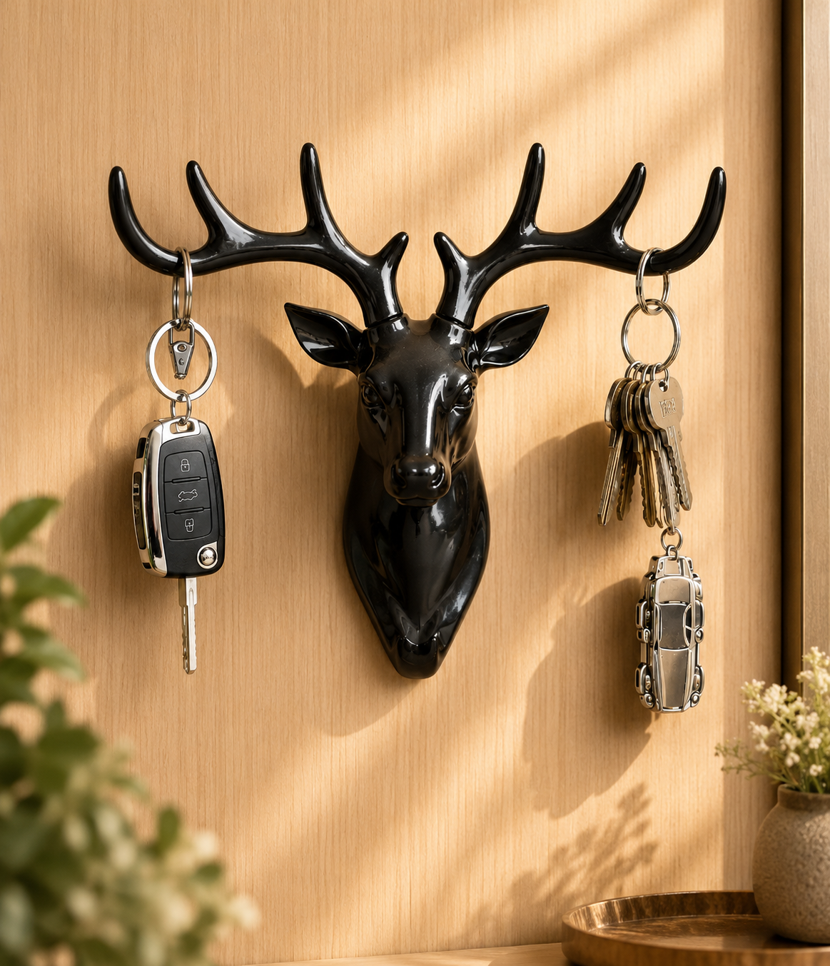 Deer Antler Key Holder Wall Decor