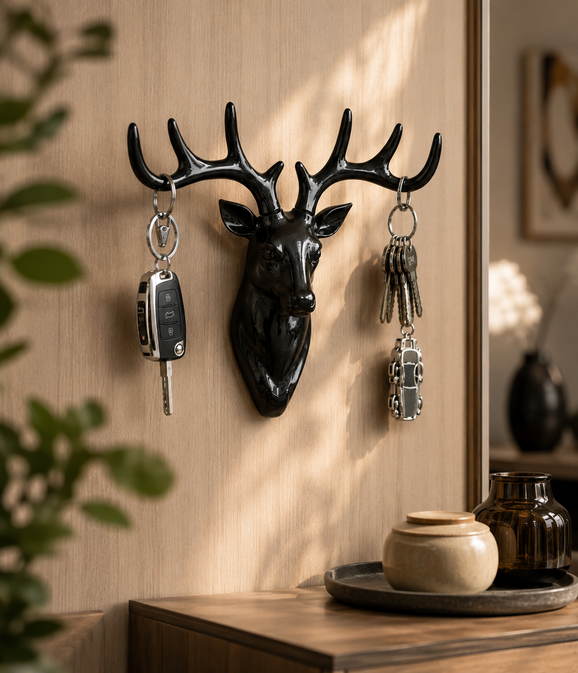 Deer Antler Key Holder Wall Decor