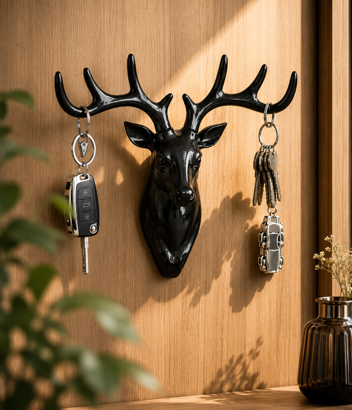 Deer Antler Key Holder Wall Decor