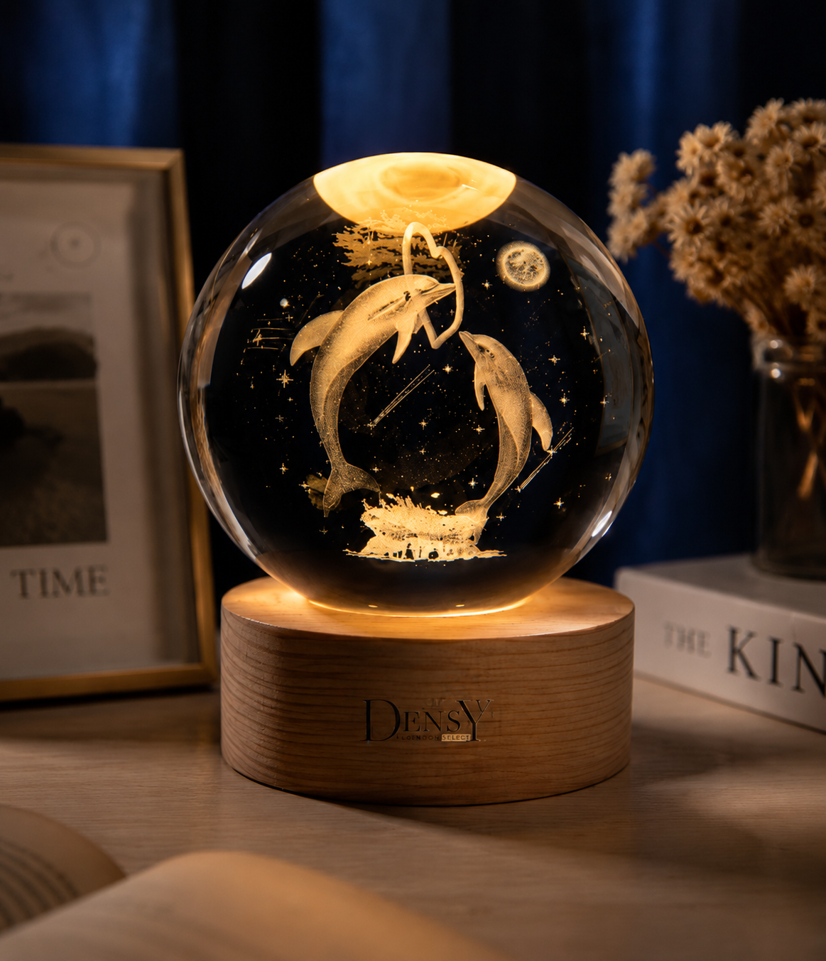 3D Crystal Ball Dolphin Night Lamp