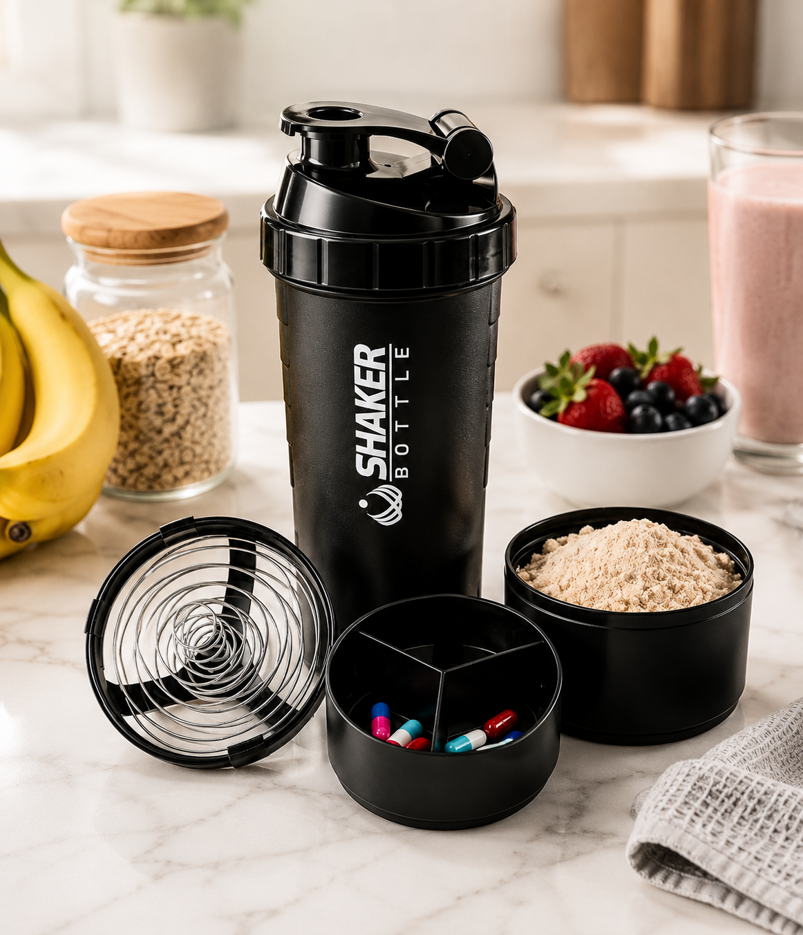 Protein Shaker Bottle with Storage