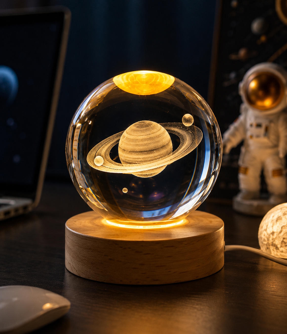 3D Saturn Crystal Ball Lamp