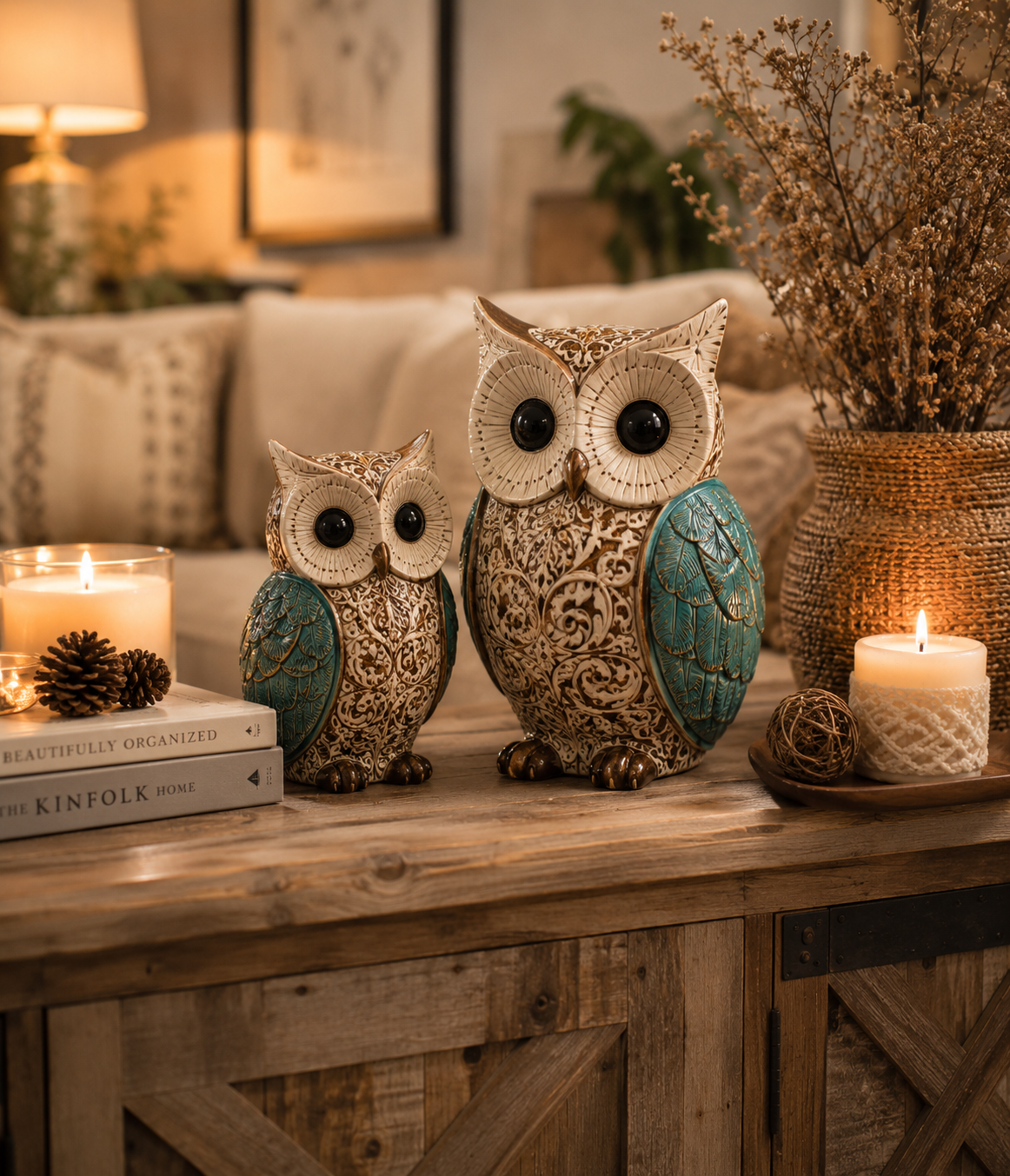Luxury Owl Statue Table Decor