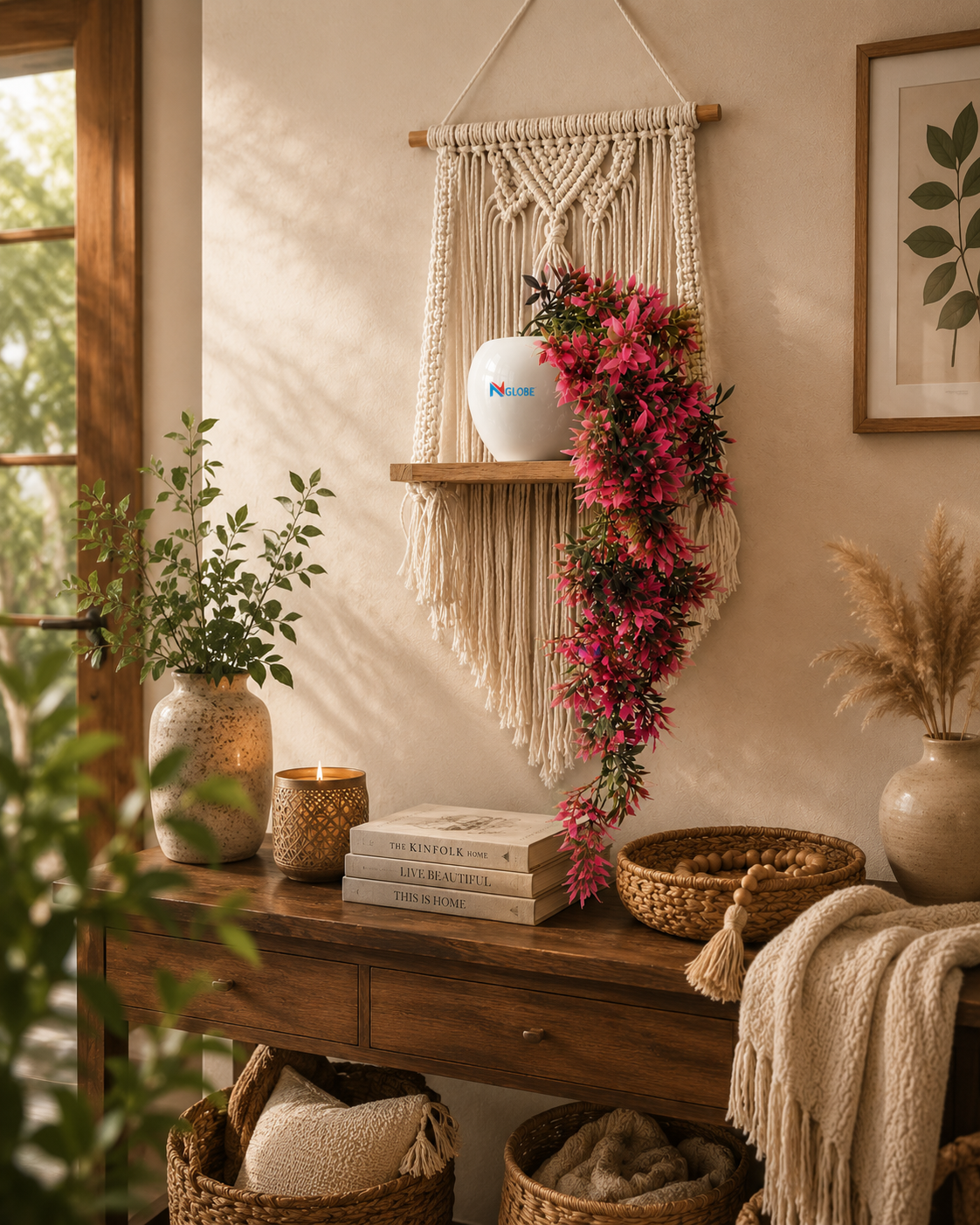 Boho Macrame Wall Hanging Shelf