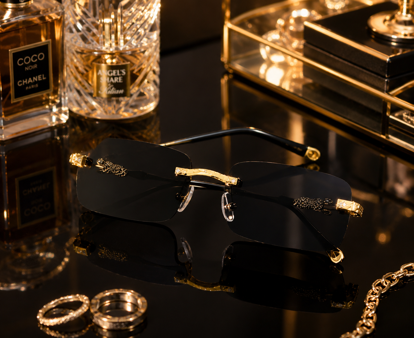 Noir Crystal Edge Sunglasses