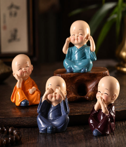 Cute Monk Statue Set for Home Decor