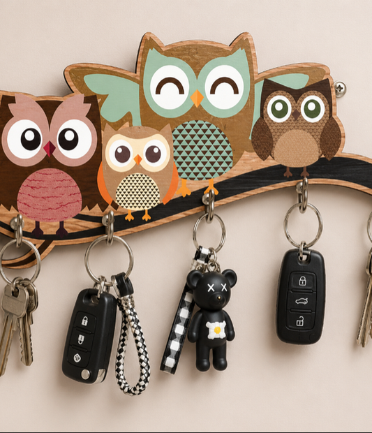 Cute Owl Key Holder Wall Decor