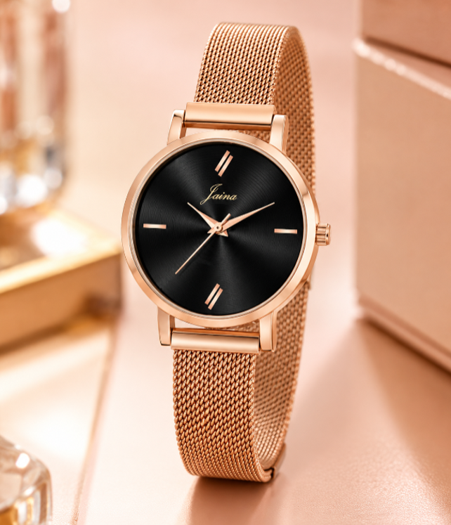 Jaina Noir Mesh Watch