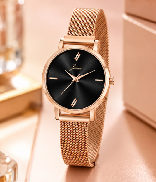 Jaina Noir Mesh Watch